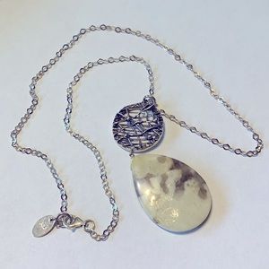 💝Vintage Silver 925 Chain and Natural Stone Necklace 1980s